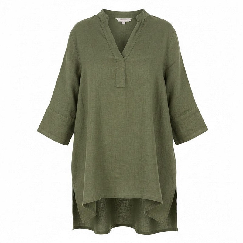 Amazing Woman Jenny Linen Grandad Shirt Khaki Military main