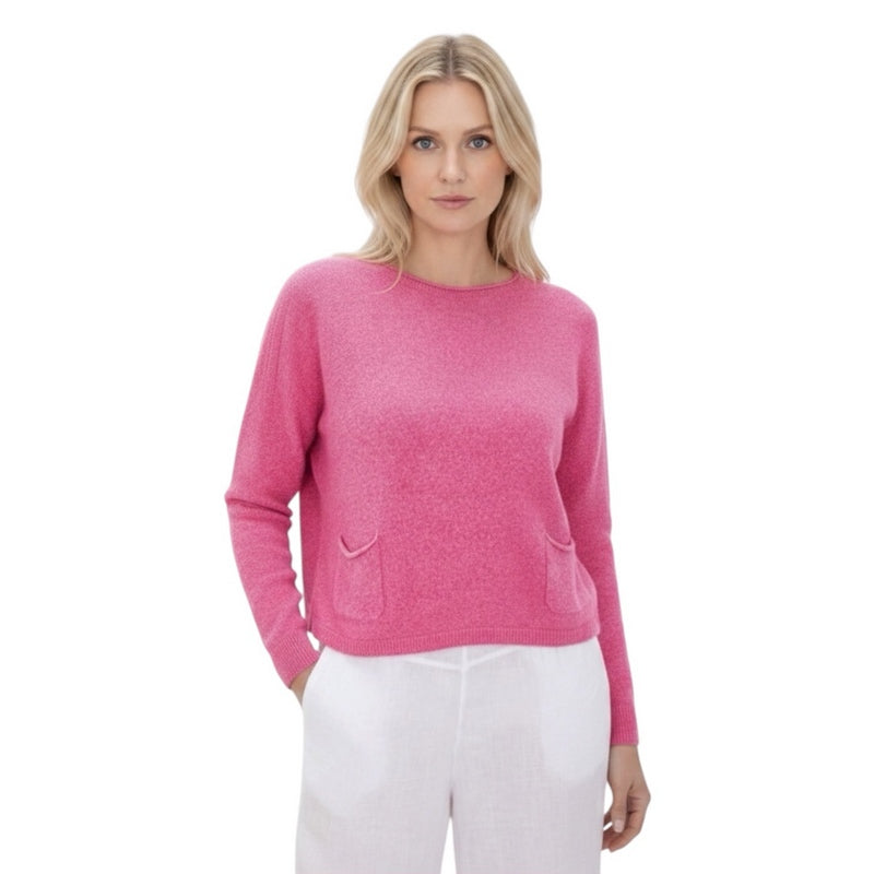 Amazing Woman Jodie Round Neck Jumper Azalea on model front