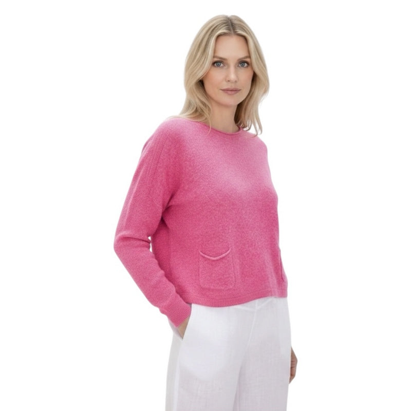 Amazing Woman Jodie Round Neck Jumper Azalea on model side