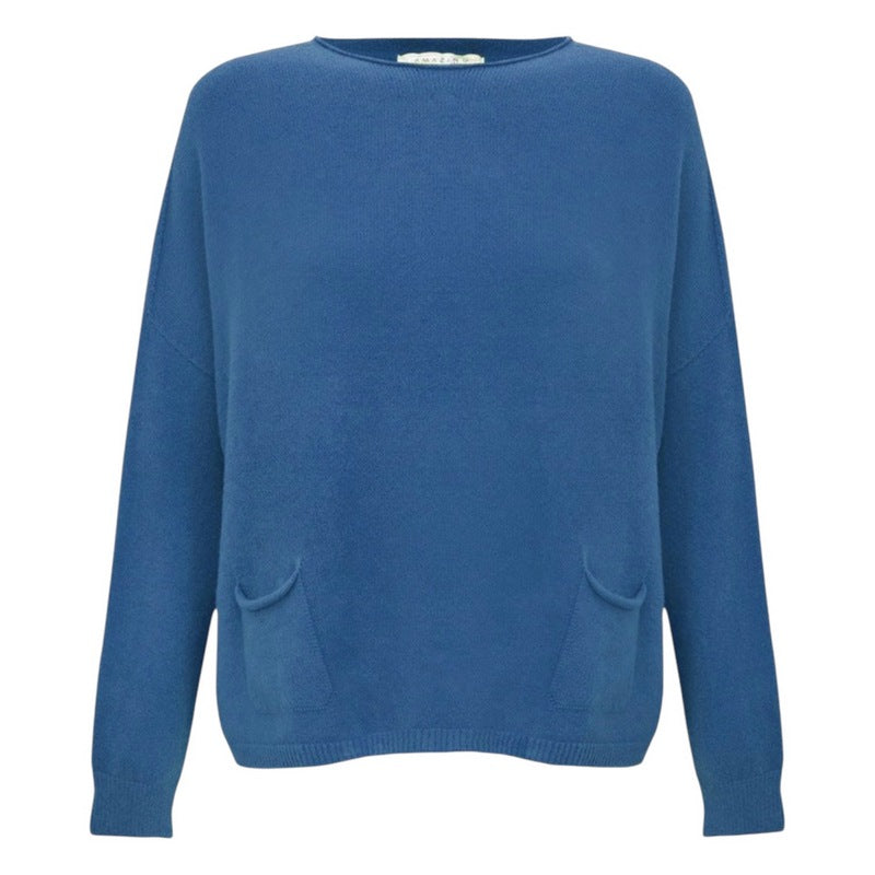 Amazing Woman Jodie Round Neck Jumper Summer Blue front
