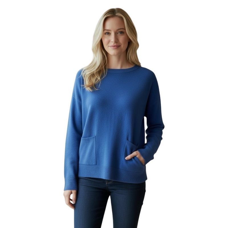 Amazing Woman Jodie Round Neck Jumper Summer Blue on model front
