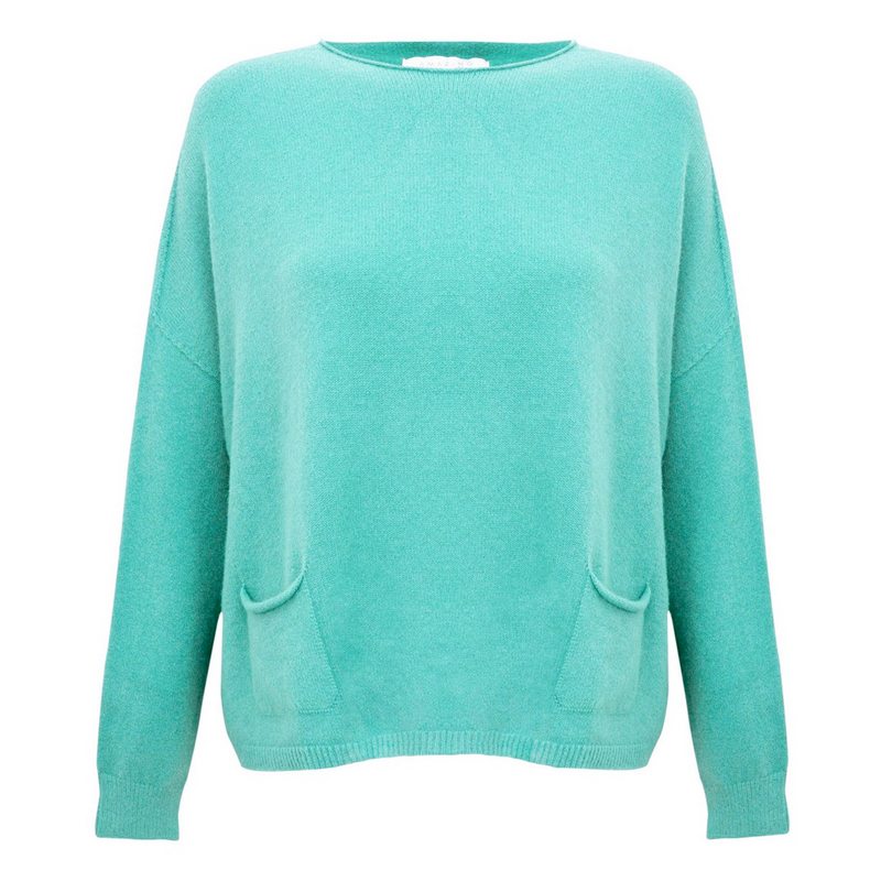 Amazing Woman Jodie Round Neck Jumper in Summer Turquoise front