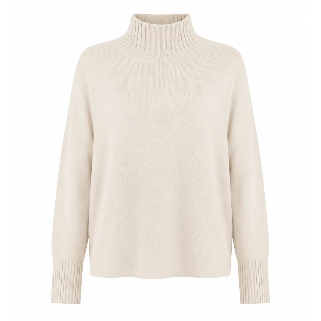 Amazing Woman Jolie Boxy High Neck Knit Ivory front