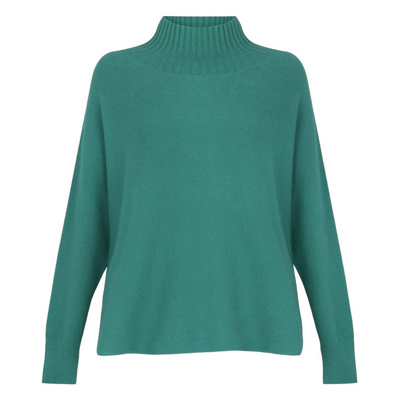 Amazing Woman Jolie Boxy High Neck Knit Petrol front