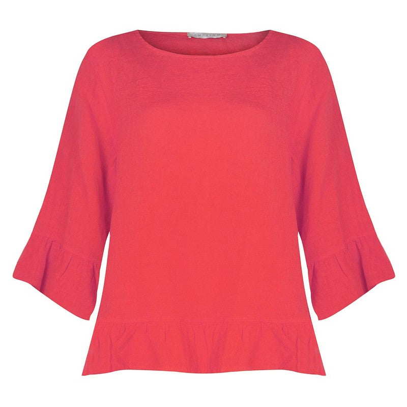 Amazing Woman Julia Linen Frill Top Fragola front