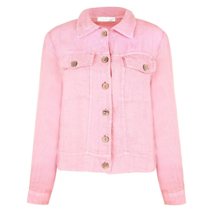 Amazing Woman Kara Lightweight Western Linen Jacket Rose Pink front