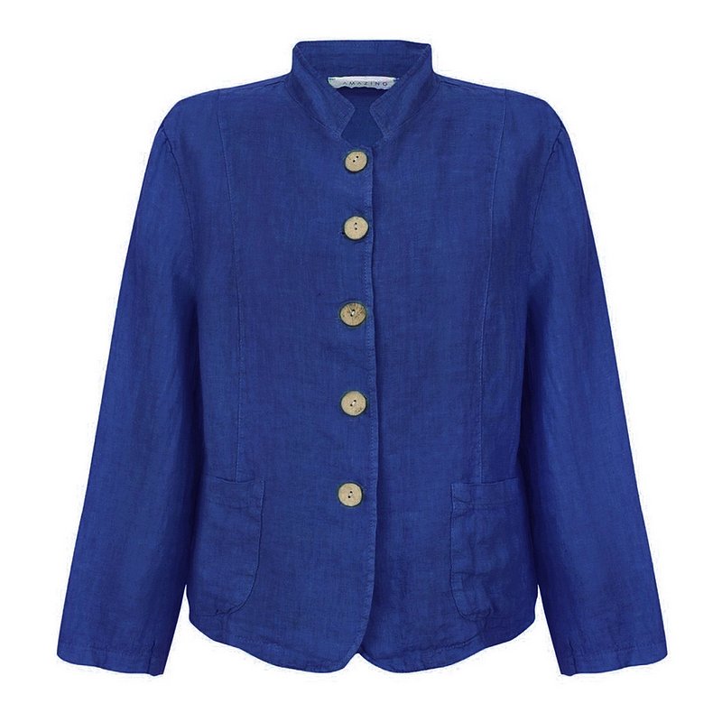 Amazing Woman Katia Short Linen Jacket Royal Blue front
