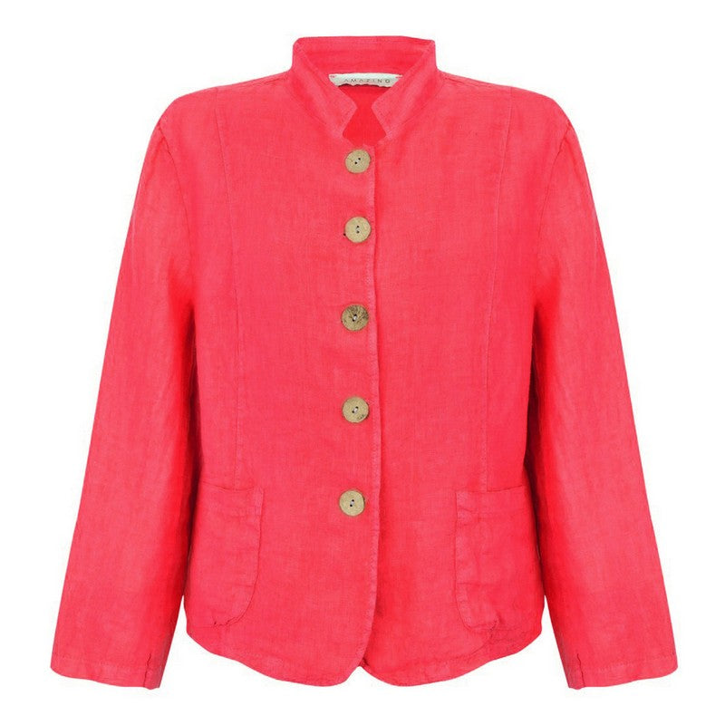 Amazing Woman Katia Short Linen Jacket in Fragola front