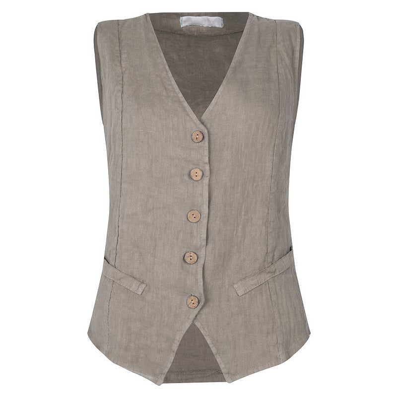 Amazing Woman Kitty Linen Waistcoat Fango front