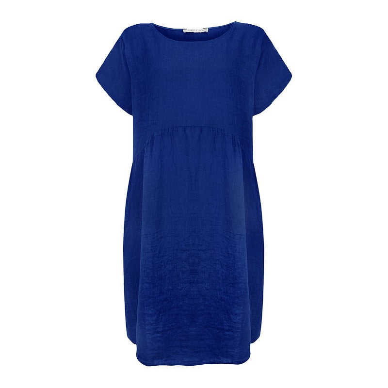 Amazing Woman Lexia Round Neck Linen Dress Royal Blue front