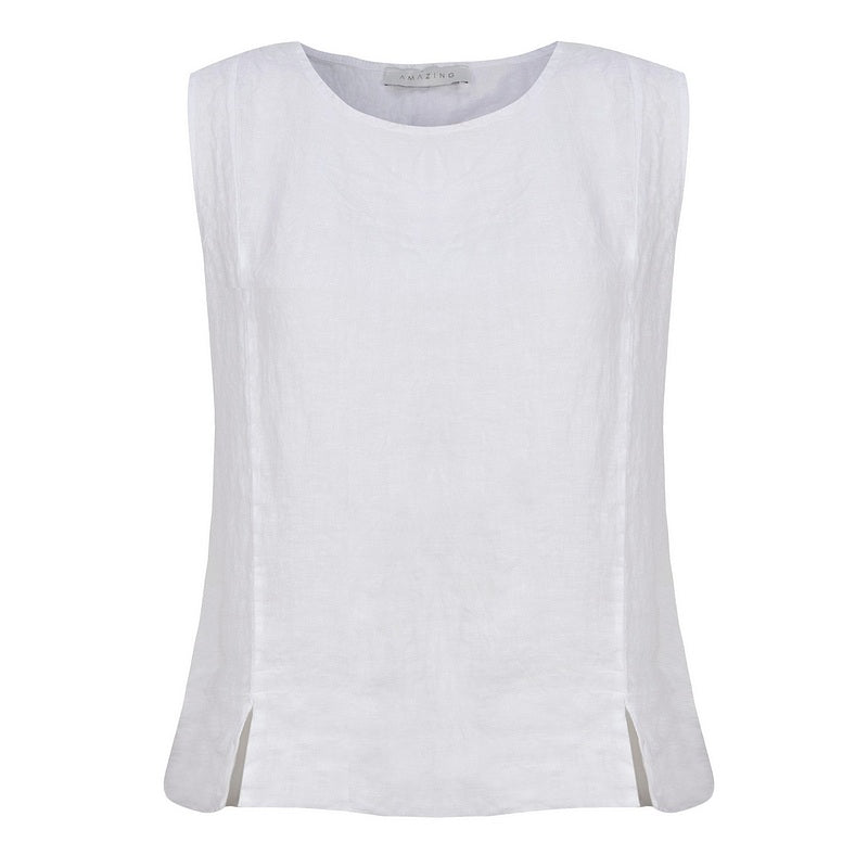 Amazing Woman Lucie Linen Cami Top White front