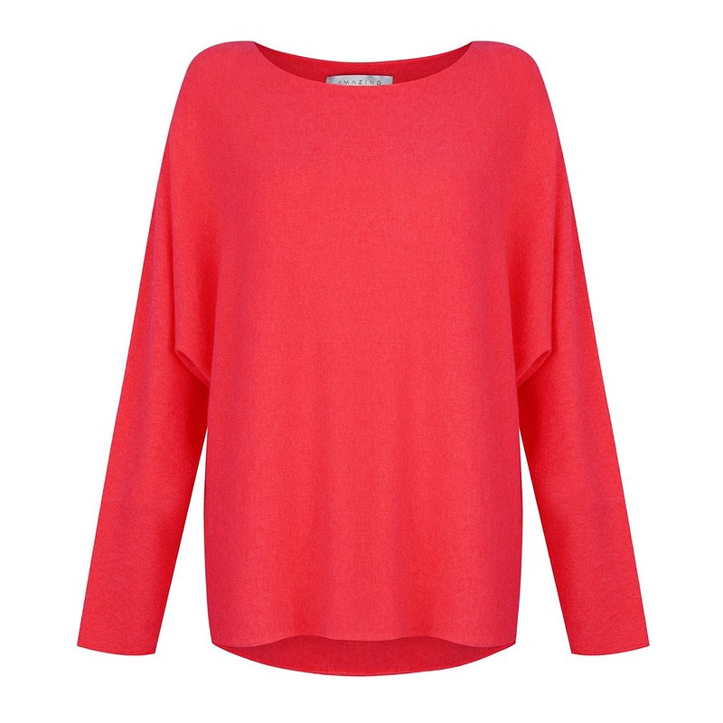 Amazing Woman Mya Lightweight Boxy Jumper Coral Red front