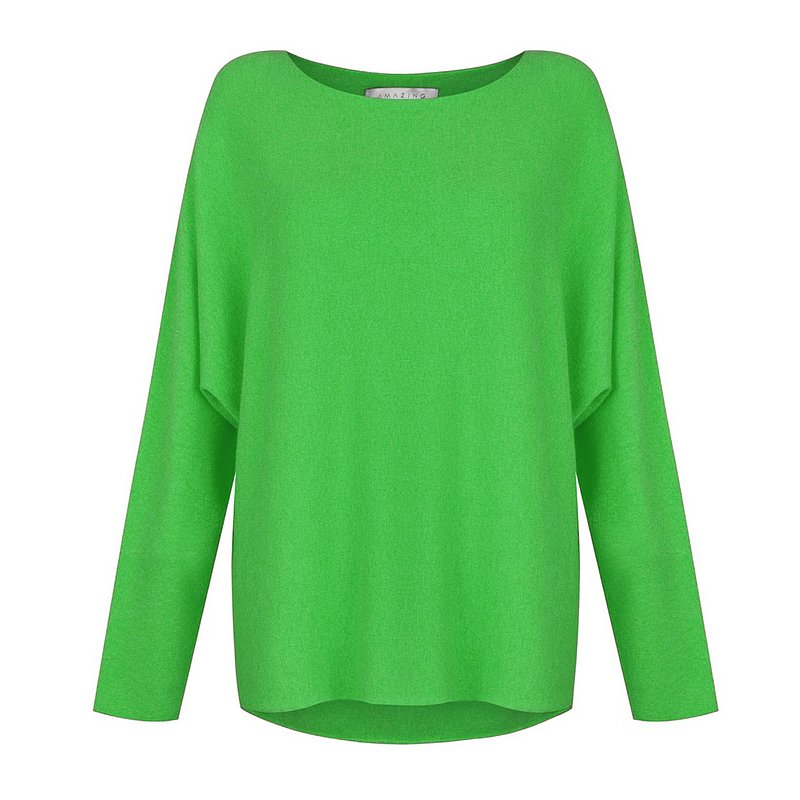 Amazing Woman Mya Lightweight Boxy Jumper Grass front