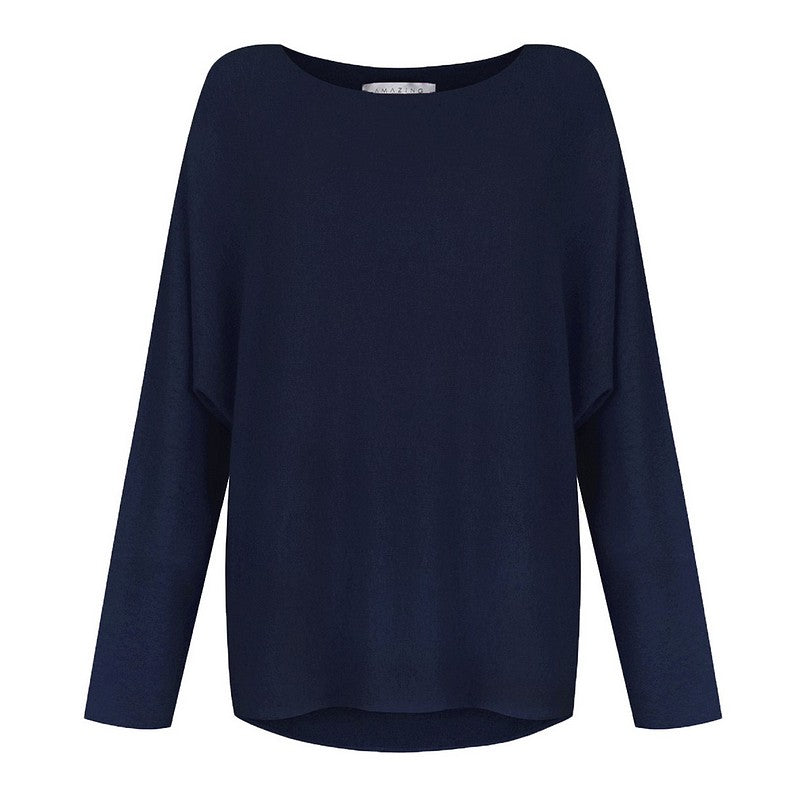 Amazing Woman Mya Lightweight Boxy Jumper Navy front