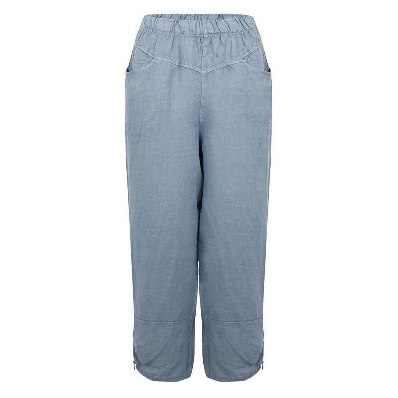 Amazing Woman Orla Cropped Linen Trousers Denim Blue front