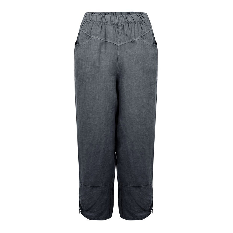 Orla Linen Trousers in Charcoal Grey