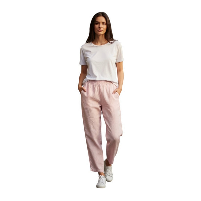 Amazing Woman Orla Linen Trousers Rose Pink on model
