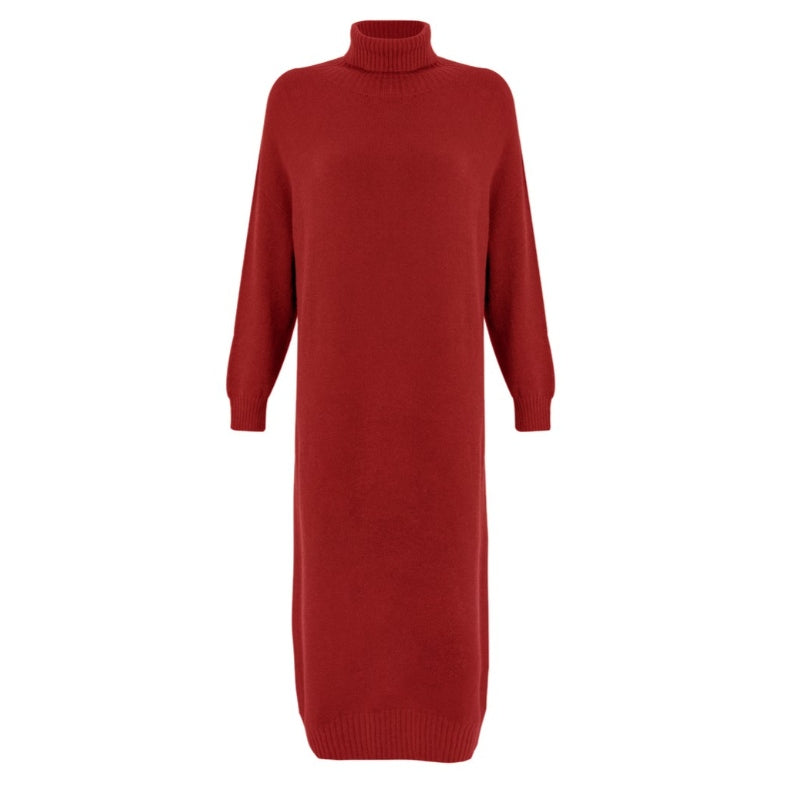 Amazing Woman Paige Polo Neck Long Dress Berry Red front