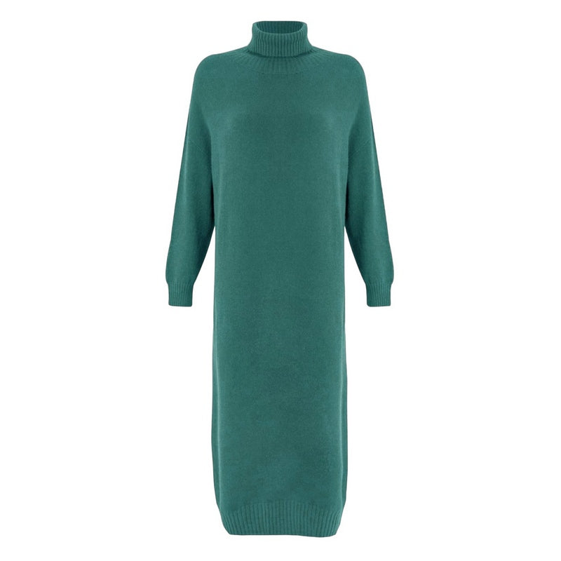 Amazing Woman Paige Polo Neck Long Dress Petrol front