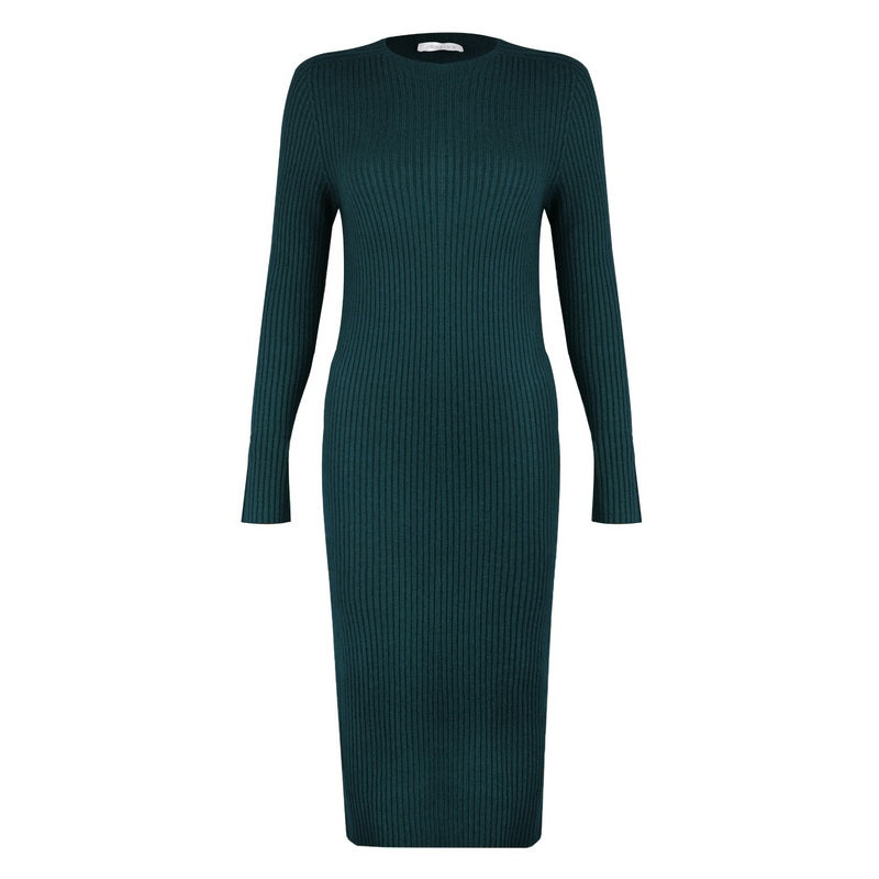 Amazing Woman Paola Fitted Ribbed Midi Dress Laguna front