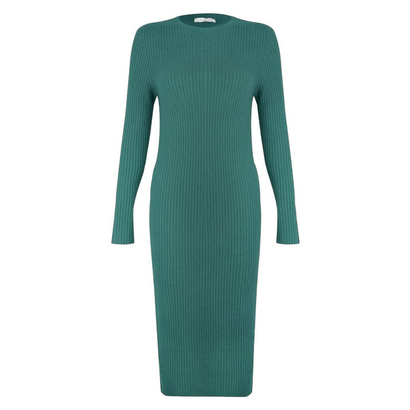 Amazing Woman Paola Fitted Ribbed Midi Dress Petrol front