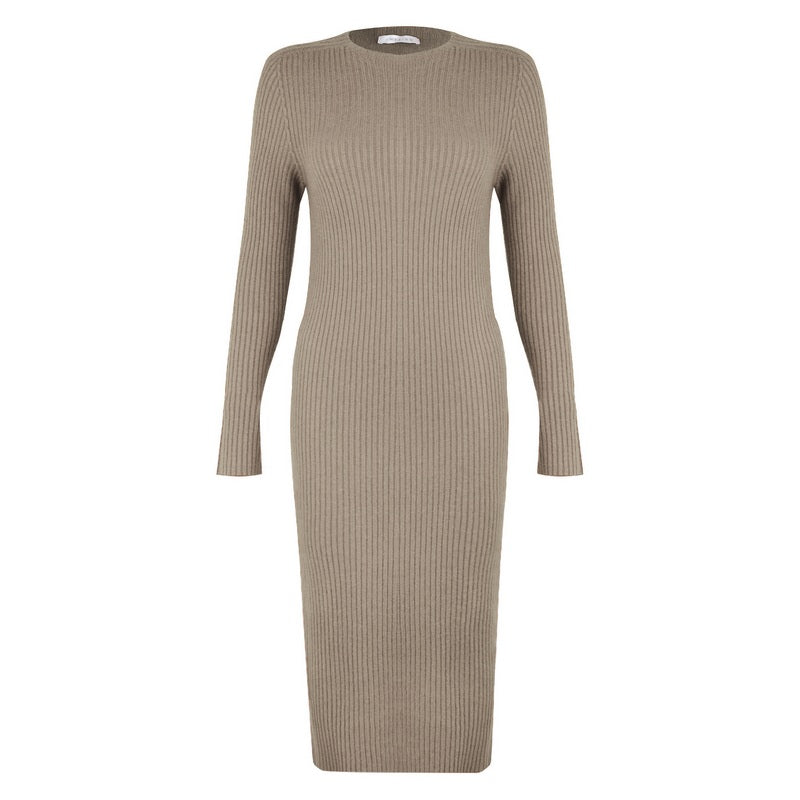 Amazing Woman Paola Fitted Ribbed Midi Dress Smoke front