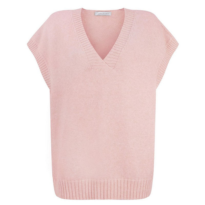 Amazing Woman Pirie Easy Fit V-Neck Tank in Pale Pink front