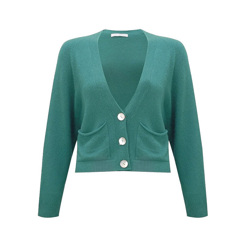 Amazing Woman Pook Crop Boxy Cardigan Petrol front