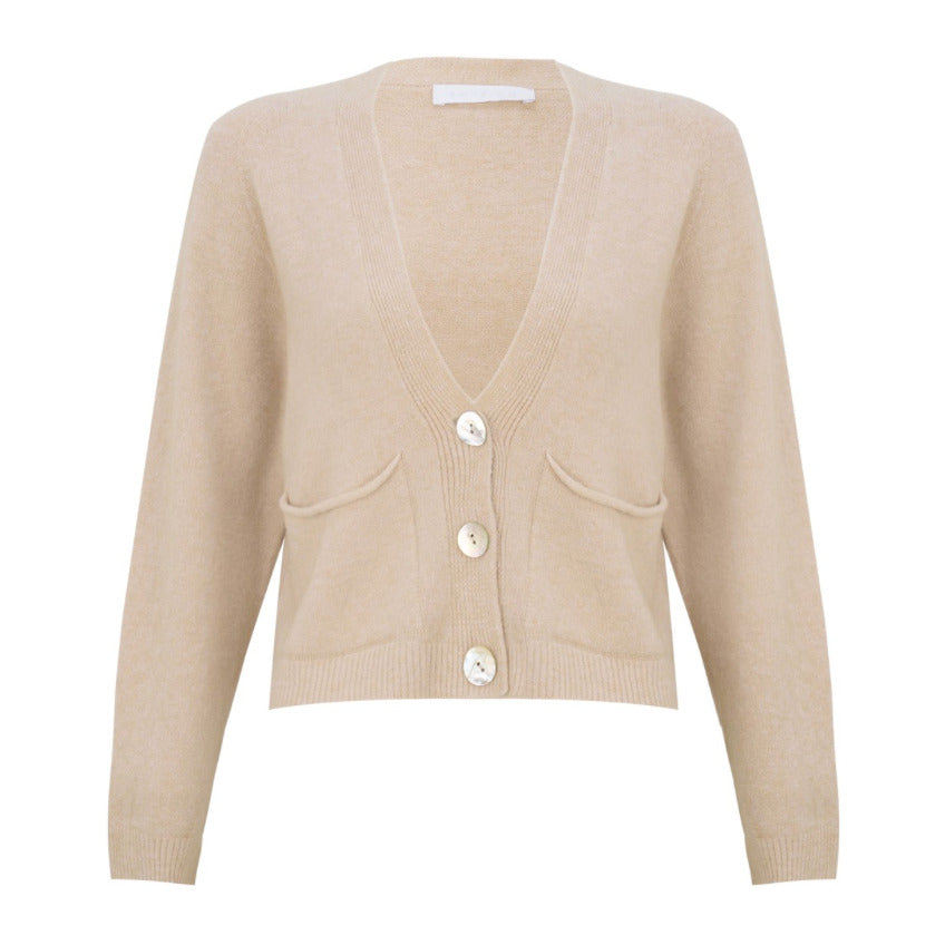 Amazing Woman Pookie Crop Boxy Cardigan Beige