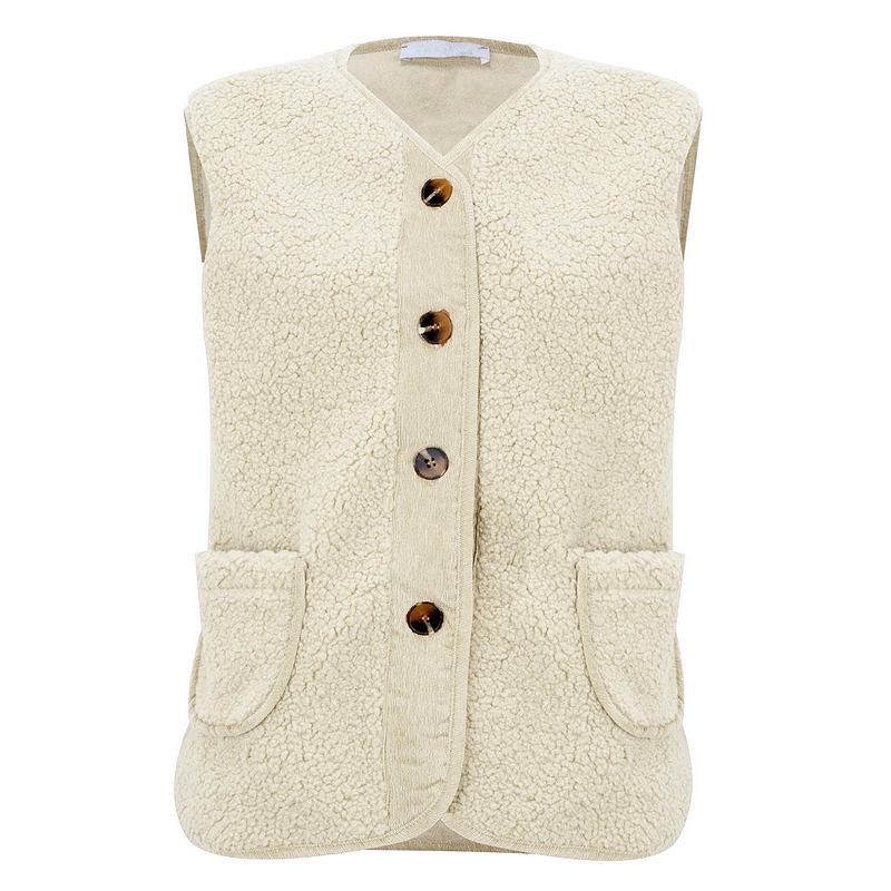 Amazing Woman Teddy Warm Borg Gilet in Cream front