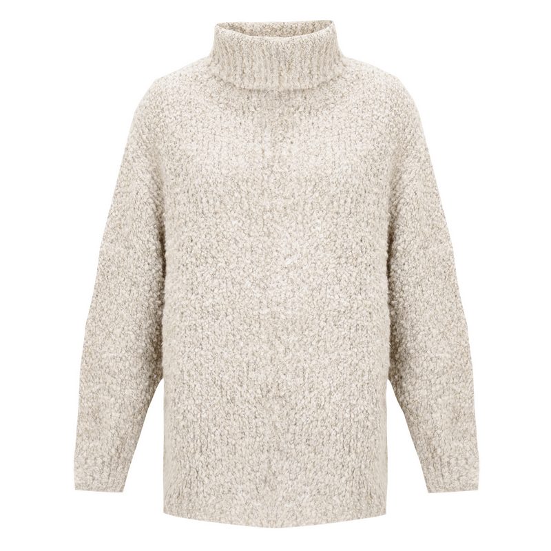 Amazing Woman Vinny Boucle Polo Neck Ivory front