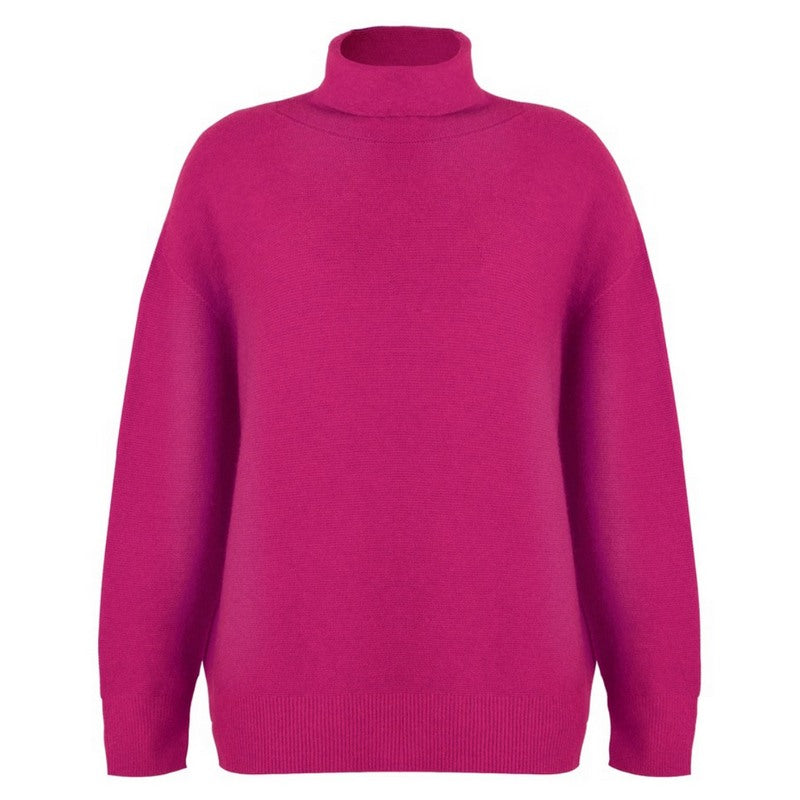 Amazing Woman Zoie Classic Polo Neck Jumper Cerise front