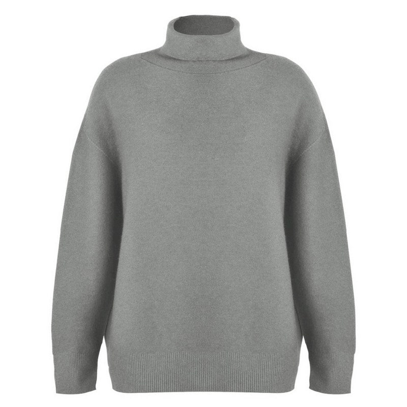 Amazing Woman Zoie Classic Polo Neck Jumper in Grey Marl front