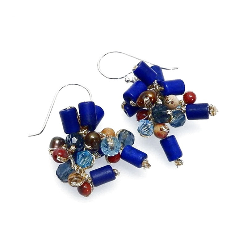 Annabella Moore Dark Blue Lapis & Pearl Silk and Stones Earrings SKE28-DB main