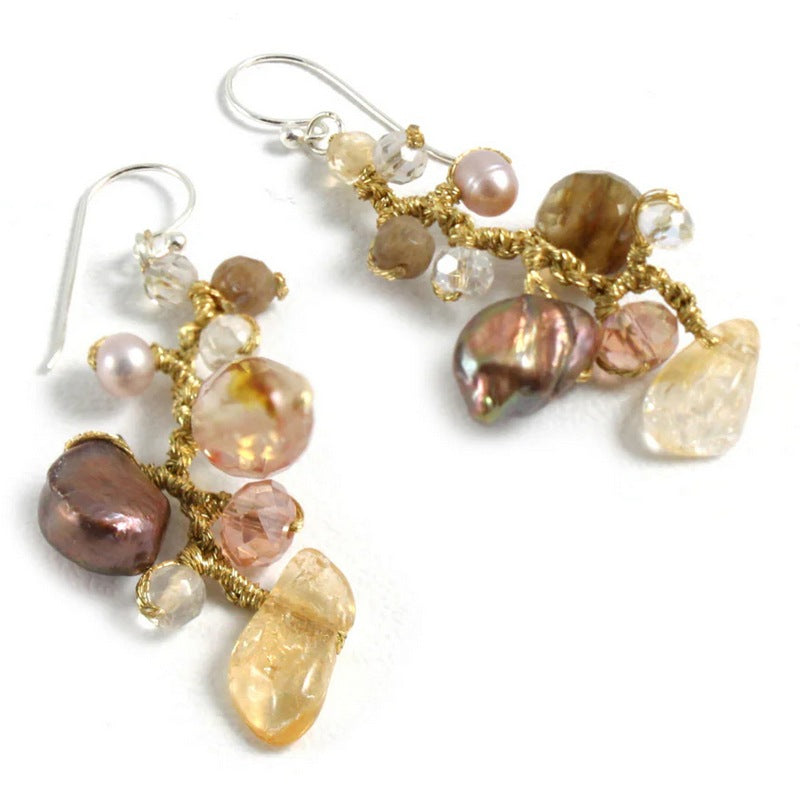 Annabella Moore Jewellery Cream Agate and Pearl Lithos Earrings SKE01-CR main