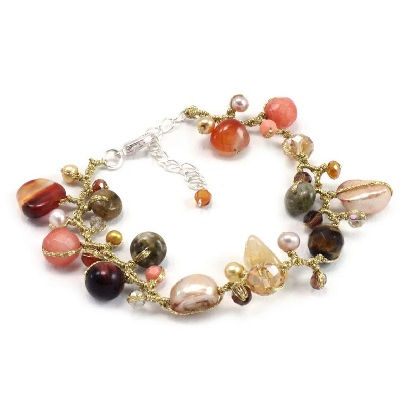 Annabella Moore Jewellery Gold Carnelian and Agate Lithos Bracelet SKB01-GL main