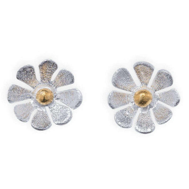 Stay Positive Silver & Gold Daisy Earrings