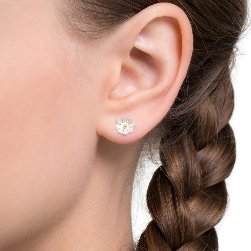 Stay Positive Silver & Gold Daisy Earrings