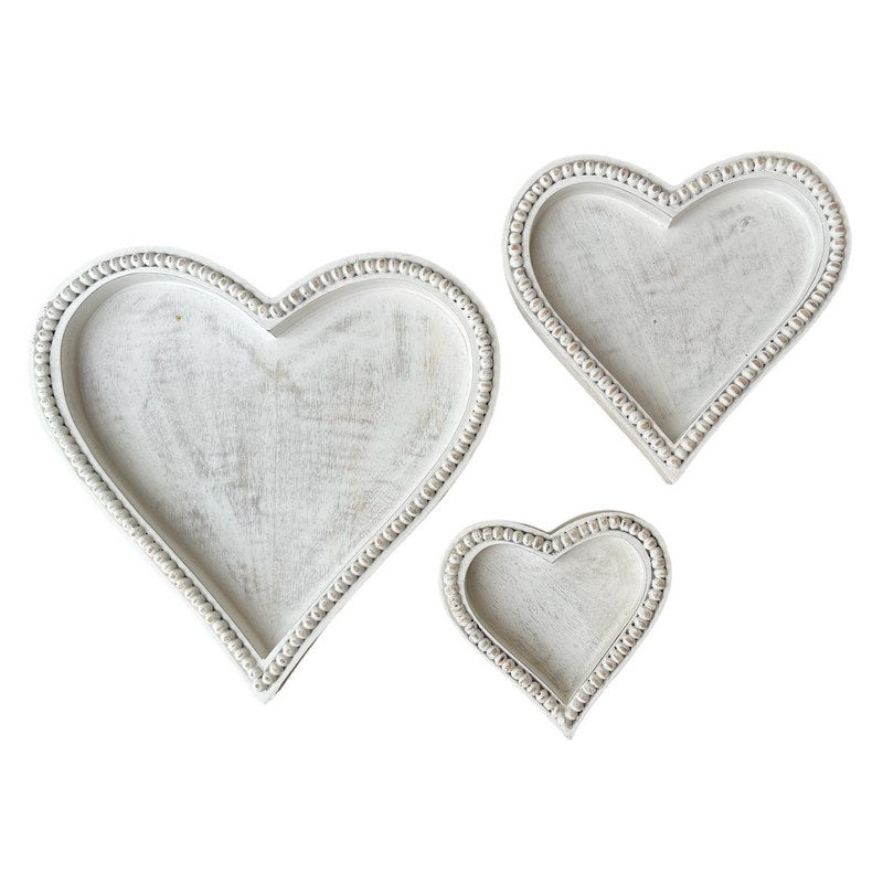 Antique White Beaded Mango Wood Heart-shaped Tray selection