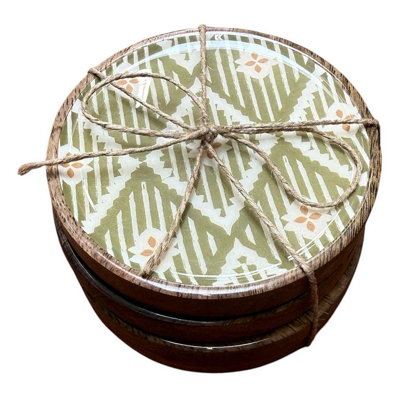 Anya Wooden Coasters Set of 4 tied