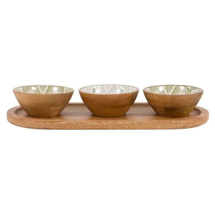 Anya Wooden Nibble Bowls Set of 3 on Platter main