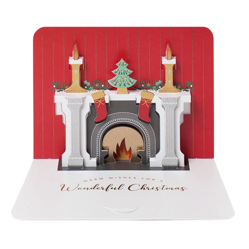 Art File 5 Luxury Pop Up Xmas Cards Festive Fireplace PPBOX19 front