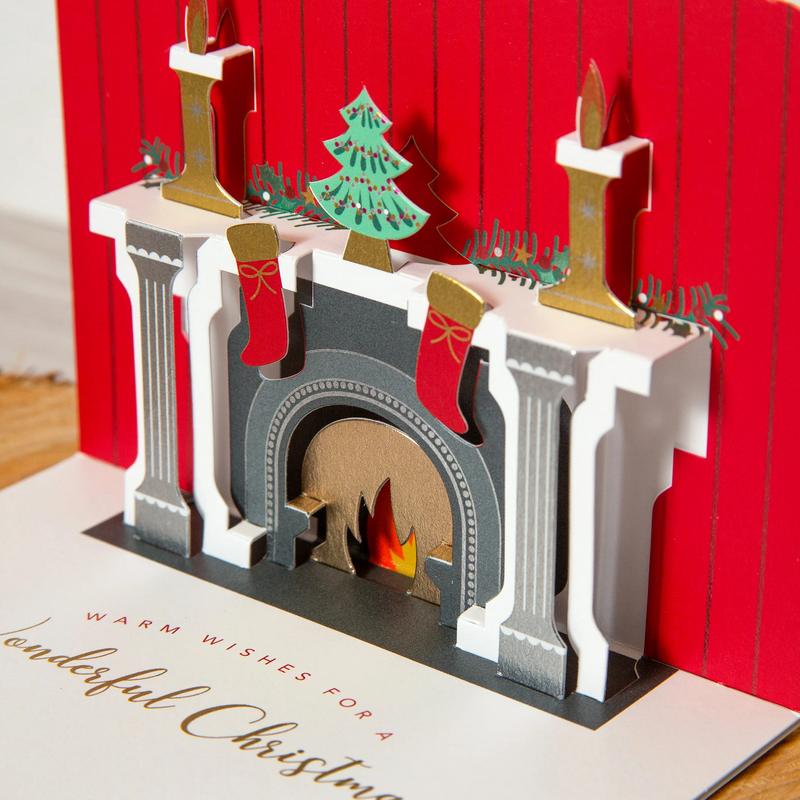 Art File 5 Luxury Pop Up Xmas Cards Festive Fireplace PPBOX19 side