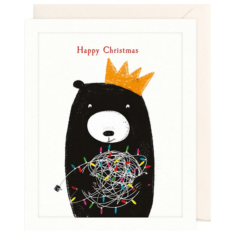 Art File Bear Crown and Lights Christmas Card BEX01 front