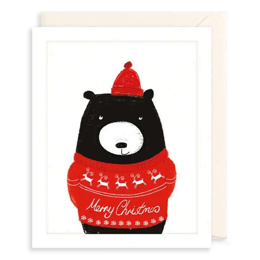 Art File Bear Red Jumper Christmas Card BEX03 front