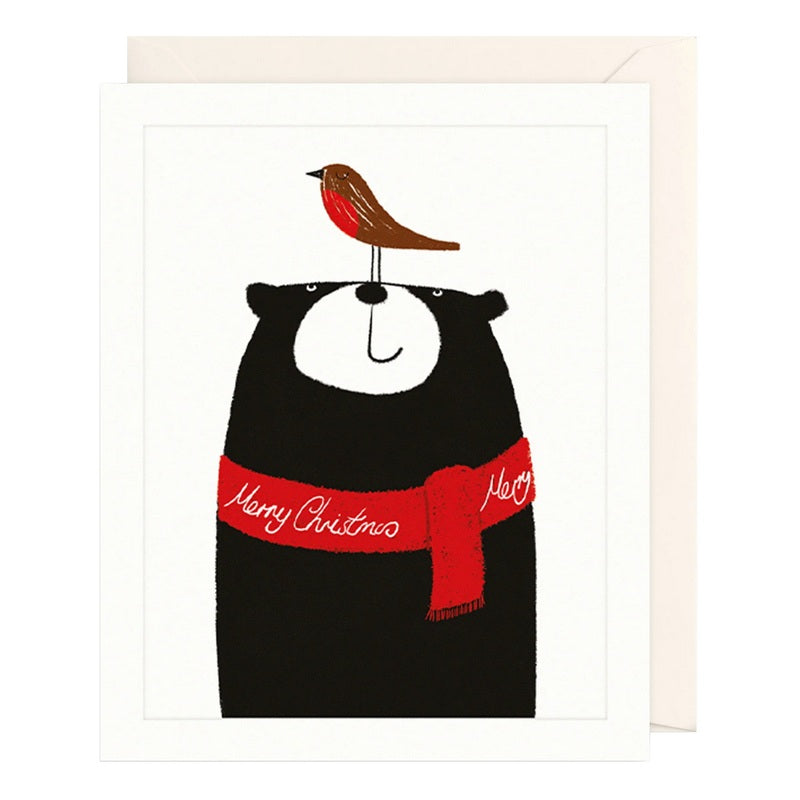 Art File Bear &amp; Robin Christmas Card BEX07 front