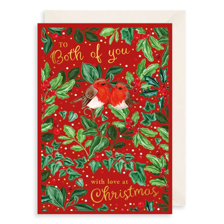 Art File Both Of You Robins Red Christmas Card AFRX273 front