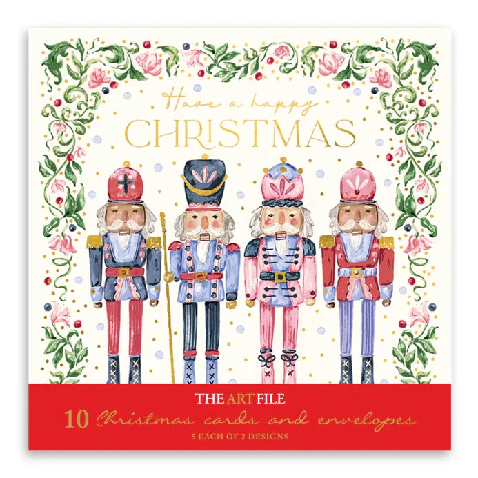 Art File Christmas Cards 10 Nutcracker & Tree WAX108 package