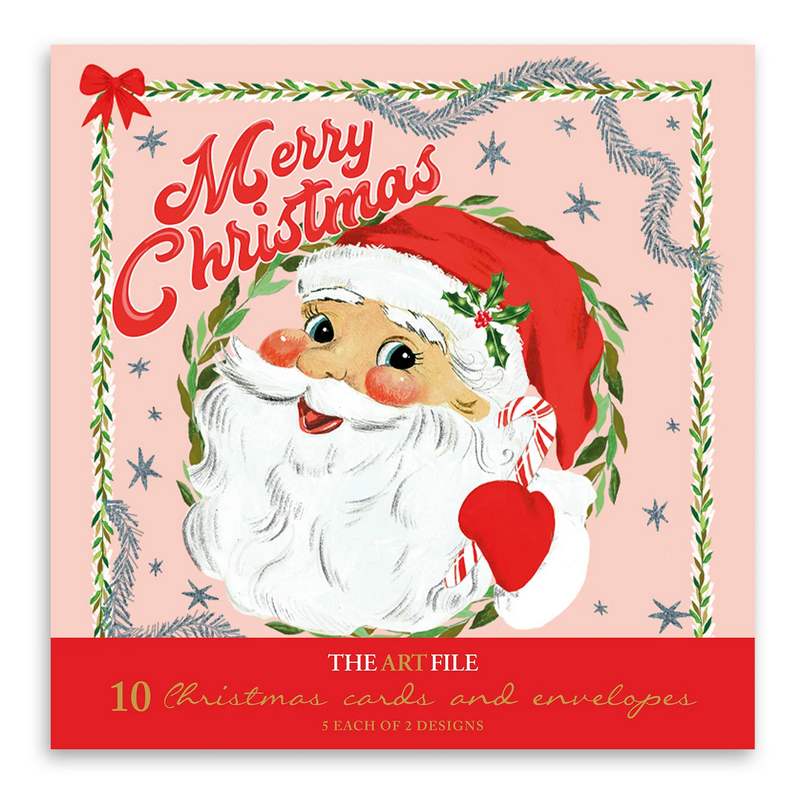 Art File Christmas Cards 10 Pack Kitschmas Santa WAX109 front