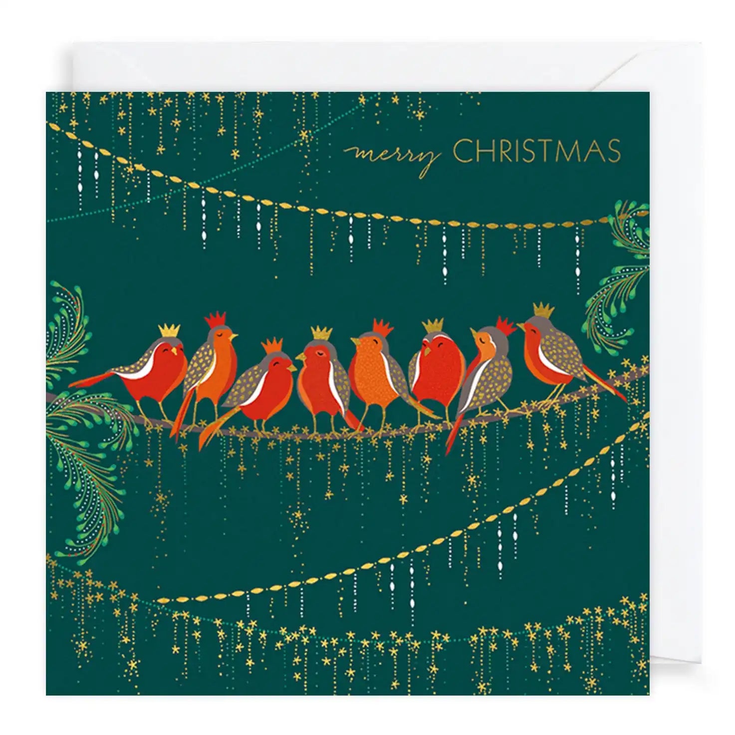 Art File Christmas Cards 10 Pack Robins On Green WAX91 style 1
